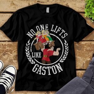 Disney Beauty and the Beast No One Lifts Like Gaston Badge Unisex Tee T-shirt